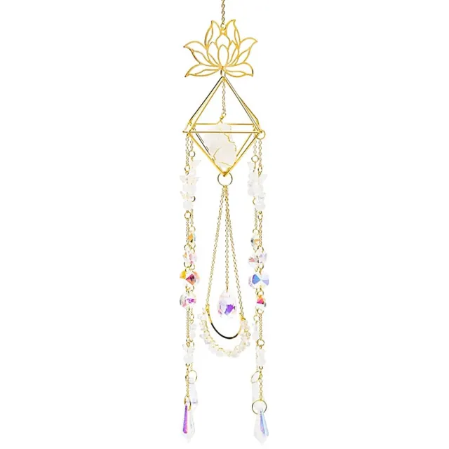 Phoenix Import Mani Bhadra Suncatcher lotus en vlinders met bergkristal- 9 cm x 51 cm Multicolor