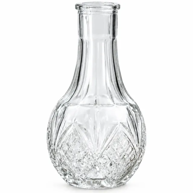 SWGOTA Transparante glazen minivaas met geometrisch reliëf en lange hals - Hoogte 11,4 cm, diameter 6,3 cm - Voor kunstbloemen - In kartonnen doos