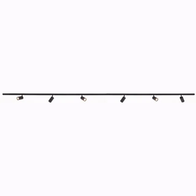Barco FLAT Designline railverlichting 4 meter met 6 spots zwart, GU10, SMART geschikt, compleet railsysteem