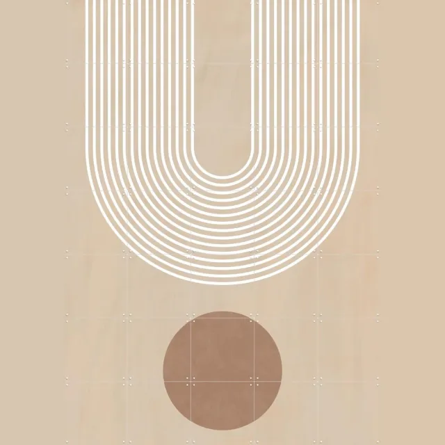 IXXI Beige Arc Poster No.3, Elena Ristova & Various - 100 x 140 cm - Grote wanddecoratie en posters - Geometrische Kunst, Grafisch Ontwerp, Line art Bruin / Beige