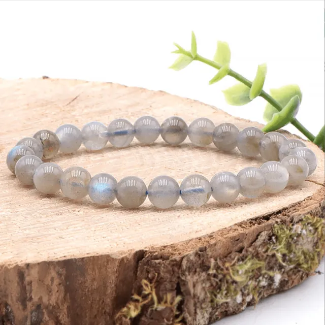 BERK Edelsteen Armband Labradoriet 8 mm - AA kwaliteit Zwart