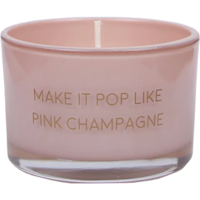 My Flame Lifestyle MY FLAME - Sojakaars met waxfiguurtje - MAKE IT POP LIKE PINK CHAMPAGNE - Green Tea Time - Branduren: 25u roze