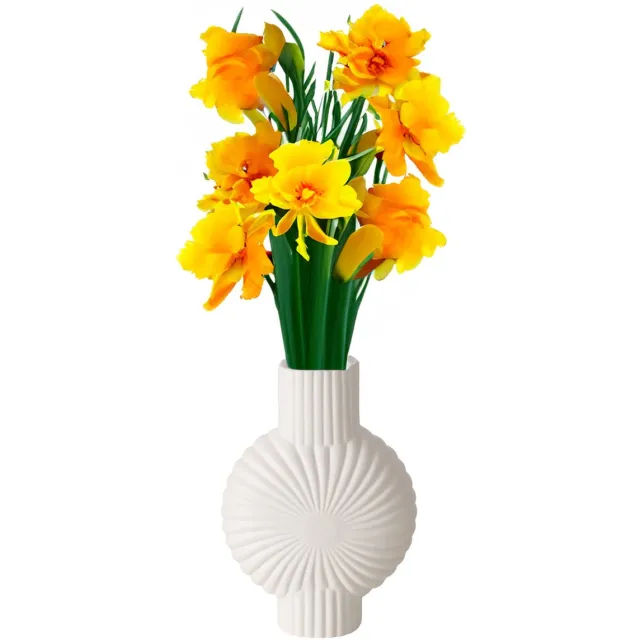 Boltze Bloemenvaas Venice - wit - keramiek - D20 x H28 cm - Stelen en boeketten - Grieks/romeins thema