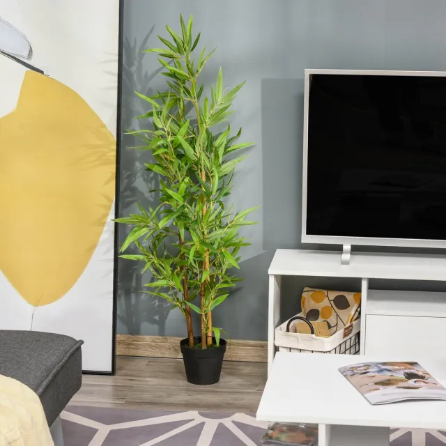 MODFU Kunstplant Bamboe Met Pot - Voor Binnen En Buiten - Kunststof - Groen - 120 Cm