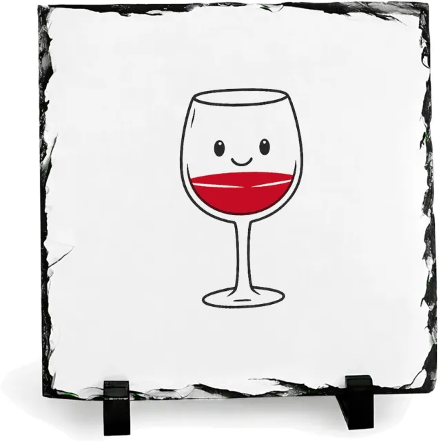 Mr Cadeautjes Leisteen vierkant 19,5 x 19,5 - design Een minimalistische koffiebeker met een blij gezicht en een | cadeau Wit