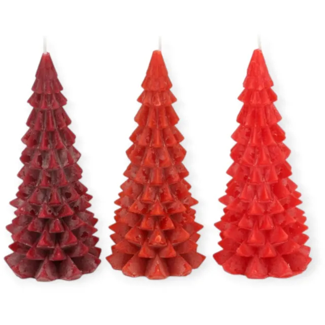 DK design Daan Kromhout - Kerstboom kaarsen - Set/3 - Rood - Wild mix - 8x16cm