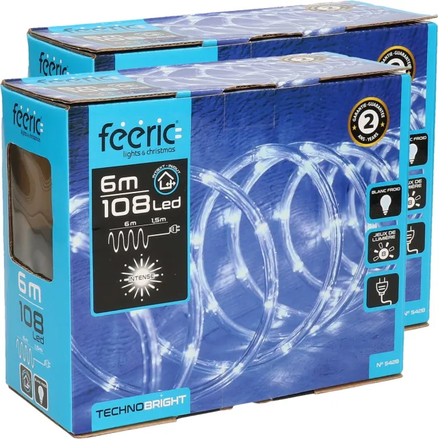 Feeric lights & Christmas Feeric lichtslangen - 2x st - helder wit - 6 m - 108 leds