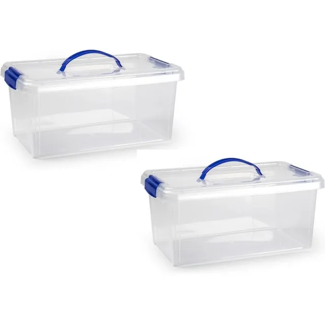 PLASTICFORTE Flastic Forte Opslagbak - 4x stuks - met deksel - 10 liter - transparant - Opbergbakken - 38,5 x 23 x 17,5 cm