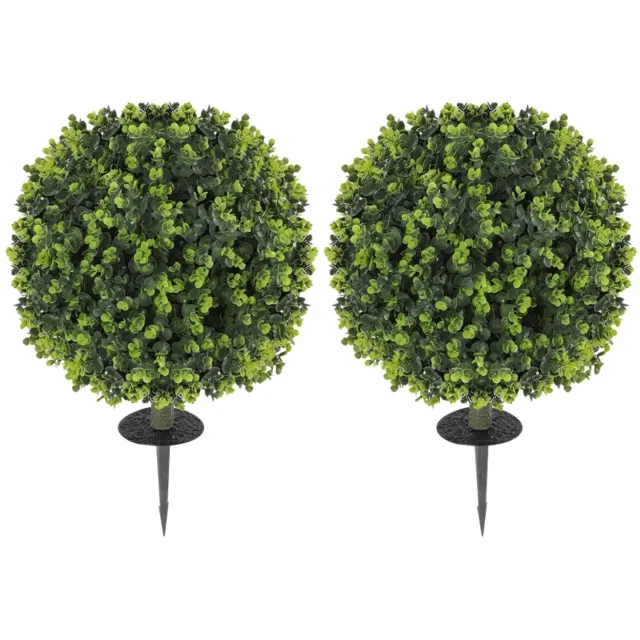 ZYLARO Kunstbuxusbollen - Set van 2 - Met grondpin - Voor binnen en buiten - UV-bestendig - Groen