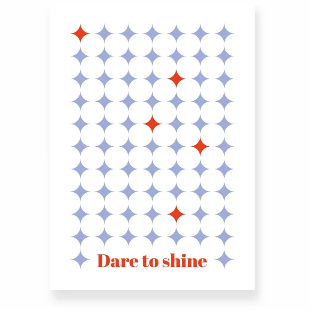 Yisual Poster 30x40 cm - Dare to Shine - Ruitpatroon - Blauw - Rood - Grafisch - Retro - Muurdecoratie - Wanddecoratie