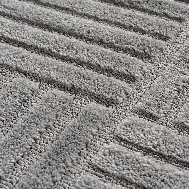 Moonay Kiyaro Kubo Vloerkleed Grijs 160 x 230 cm - Japandi Scandinavisch - Geometrische Strepen - Hoog- en Laagpolig 3D