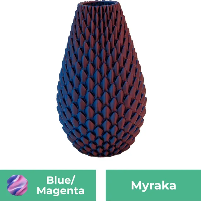Lovora Myraka design vaas – Decoratieve vaas - Blauw / Paars - 3d geprinte vaas – geschikt voor droogbloemen - 34CM