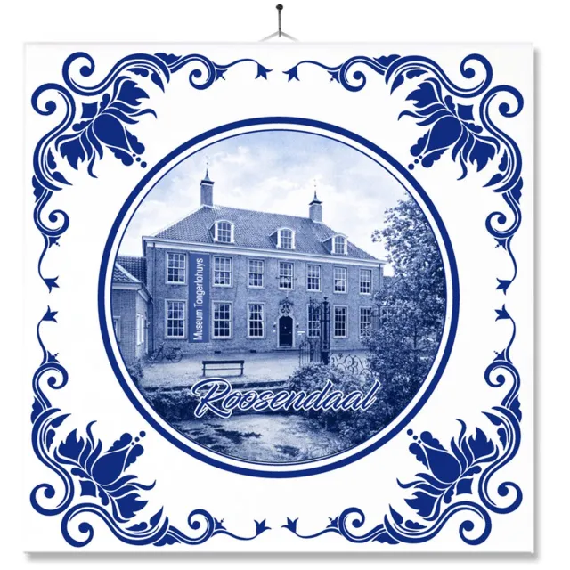 MC Living Tegel Met Opdruk | Roosendaal | Delft Blauw | Cadeau | Inclusief Geschenkdoos | Standaard | Ophangsysteem Ontwerp 1