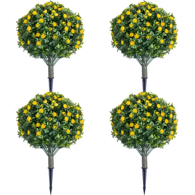 HOERFURIY Kunstbloemen met grondpen 60 cm - Set van 2 witte bloemen voor buiten, border en perk