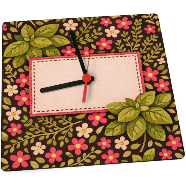 Mr Cadeautjes Klok 19 x 19 - design Een handgemaakte keukenprint met kruiden en labelkaart | cadeau Wit