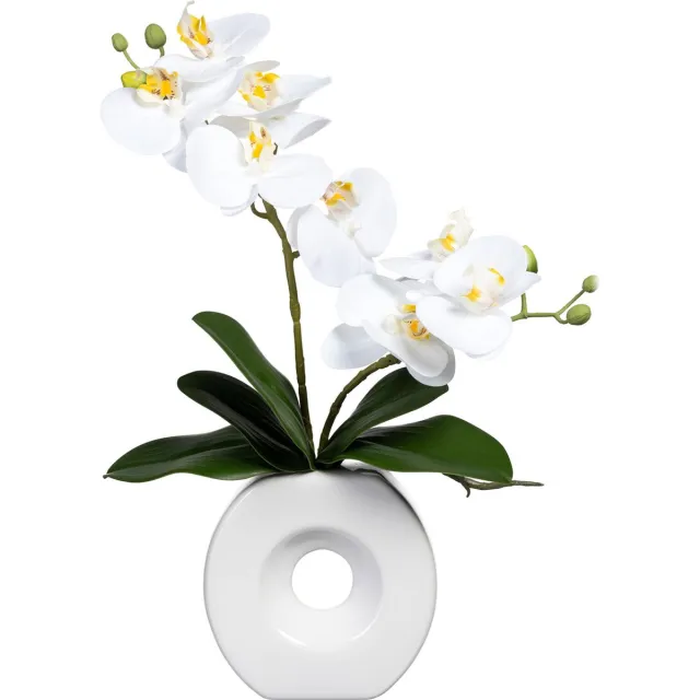 Kopu Kunstbloem Witte Orchidee 35 cm in mooie witte Vaas - Phalenopsis