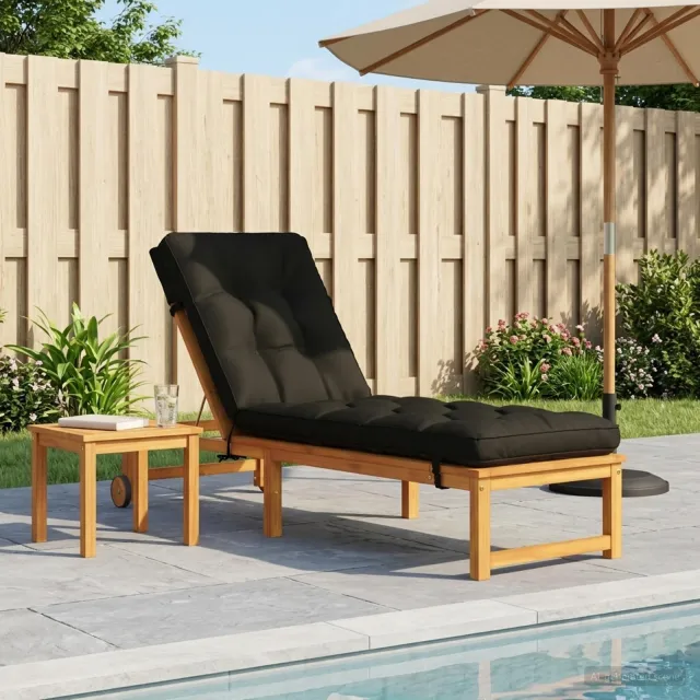 vidaXL Ligstoel Kussen VIANEN 100% Polyester Zwart 200 x 60 x 8 cm