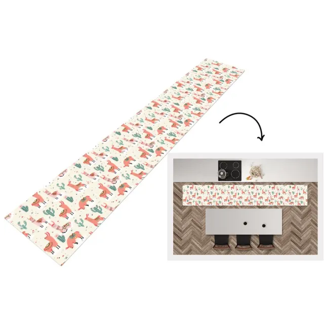 KitchenYeah Keukenloper - Loper keuken - Lama - Patronen - Cactus - Keukenloper vinyl multicolor, foto 3