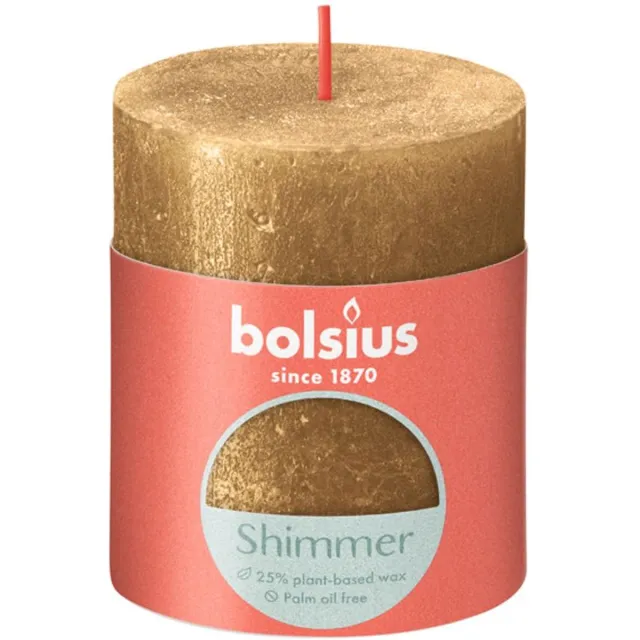 Bolsius Rustiek stompkaars Shimmer 80/68 - Gold Goud