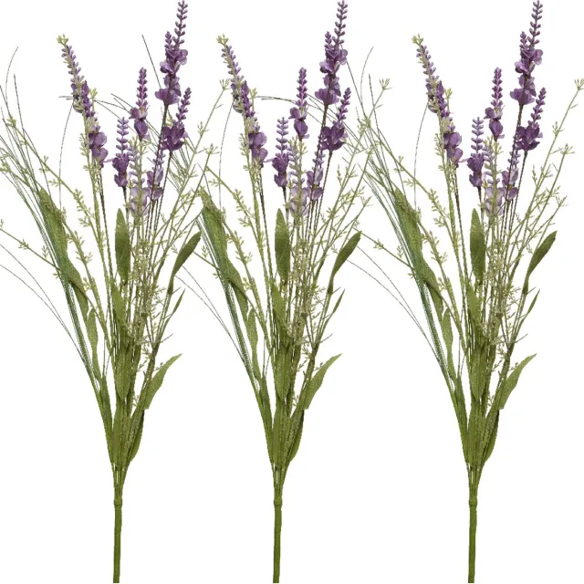 Everlands Kunsttak lavendel - 3x - kunststof - lila paars - 4 x 13 x H75 cm