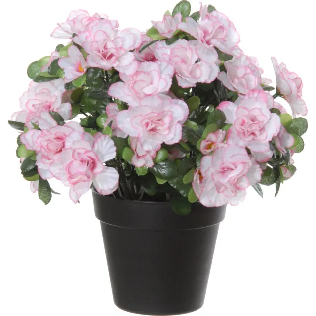 Louis Maes Azalea Kunstplant - in pot - wit/roze - H28 cm