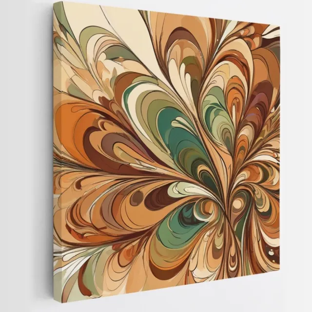 Saammp Canvas Schilderij - Patroon - Groen - Abstract - 100x100 - Foto op canvas - Wanddecoratie - Muurdecoratie Woonkamer - Slaapkamer decoratie - Canvas Print Multicolor