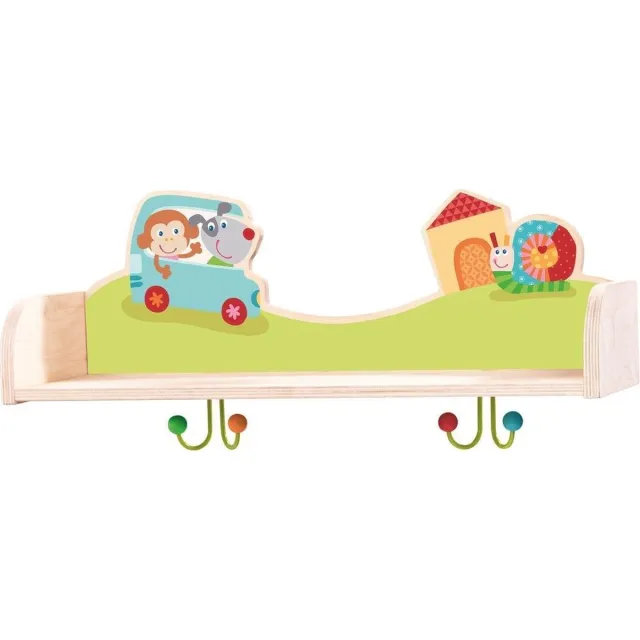 Haba kapstok kakelbonte vrienden 20 x 18 cm Multicolor