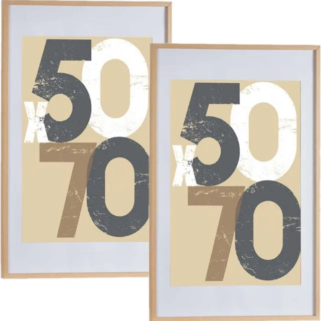 Arte r 2x stuks houten fotolijst - bruin - 60 x 90 cm - fotolijstje - met passe-partout - decoratie