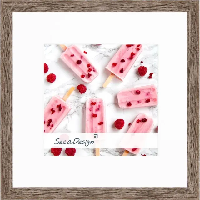 SecaDesign Tundra Hout - Fotolijst 13x13 / 9x9 cm fotomaat met passe-partout - Grijs