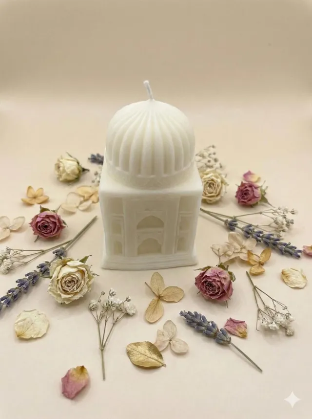 Lumen and Lux Candles Luxe Taj Mahal Kaars - Decoratieve Architectuur Kaars - Uniek Woonaccessoire & Ramadan Cadeau - Crème (ivoor) kleur crème / Ivoor