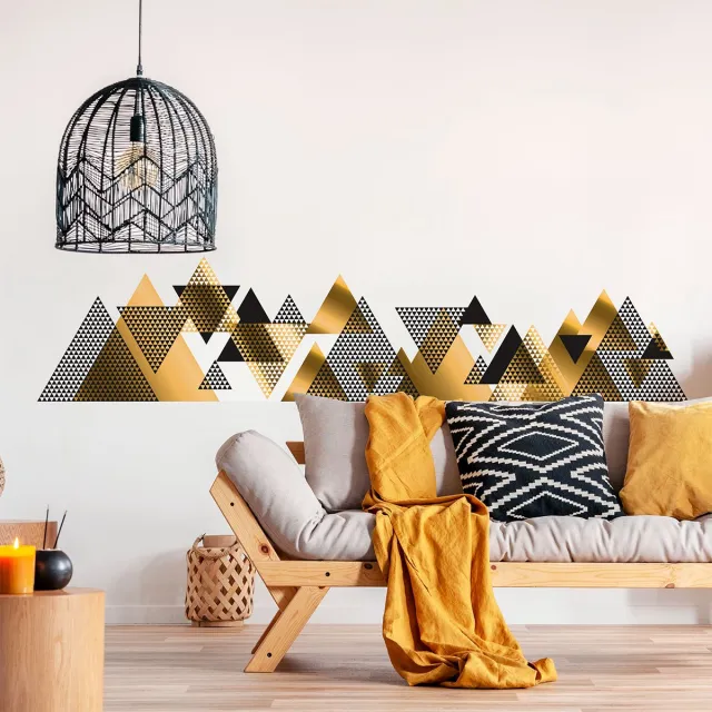 Ambiance Sticker Muurstickers - Decoratie voor slaapkamer/woonkamer - Gigantische Scandinavische bergen muursticker LAURENTIKES - 60x90cm Multi color