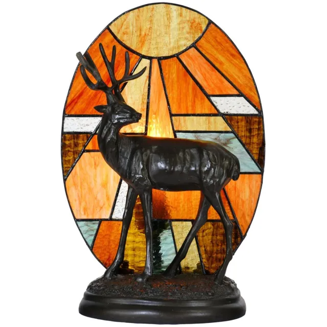 Coloured by Art Tiffany Tafellamp / Sculptuur Hert in de avondzon - Art Deco Trade Zwart