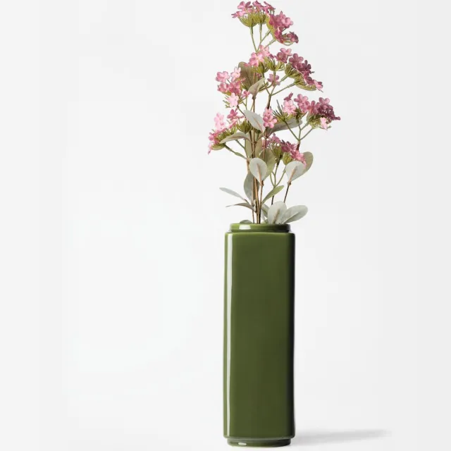 HEMA Vaas ⌀9x28.5cm Kub keramiek groen (groen)