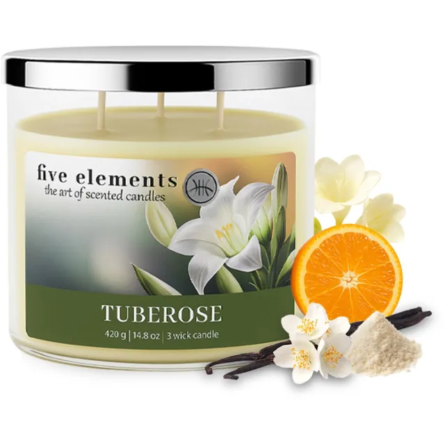 Five Elements Pr Geurkaars Five Elements Tuberose, 420 g, 3 lonten crème