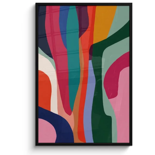 FrameYourWall Poster in lijst - Fotolijst 80x120 cm - Posters - Vormen - Bochten - Kleurrijk - Abstract - Posterlijst zwart - Decoratie - Wanddecoratie woonkamer - Muurdecoratie slaapkamer Abstract - Kleurrijk - Golven