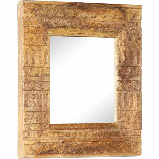 vidaXL Spiegel handgesneden 50x50x2,5 cm massief mangohout Bruin