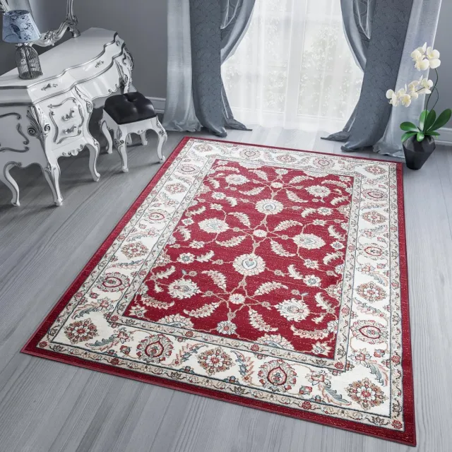 Tapiso Dubai Vloerkleed Modern Oriental Rood Oosters Tapijt Beige Rood4