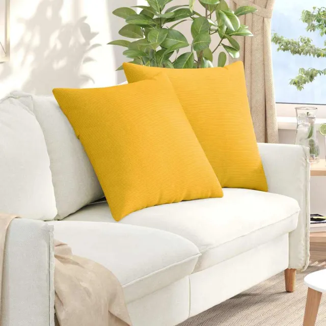 vidaXL Sofa Kussens 2 stuks Lichtgeel 60 x 60 cm Cordstof