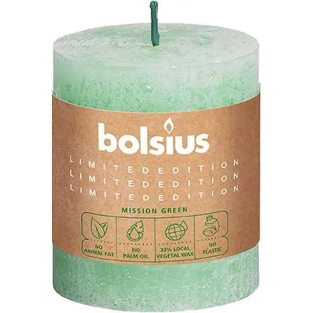 Bolsius Bio Kaars - Bolsius Rustiek Stompkaars - Divine Earth Water - 80/68mm Groen