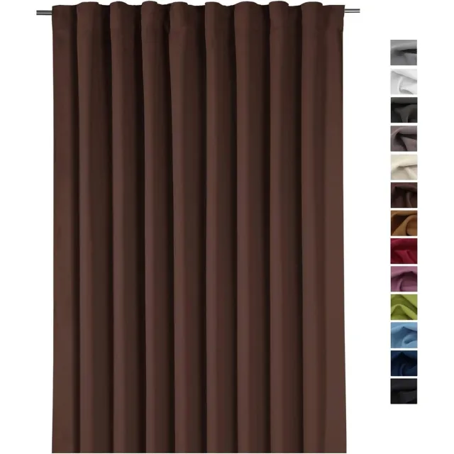 Famanu Gordijn XXL - ondoorzichtig verduisterend gordijn - decoratief overgordijn - thermisch gordijn - h x b 245 x 275 cm - kou - en warmte - isolatie - uitpakken - ophangen - klaar. Gordijntype 139 Bruin