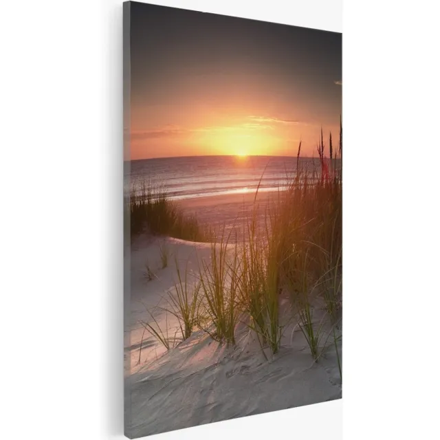 Saammp Canvas Schilderij Zonsondergang - Strand - Zee - 20x30 - Foto op canvas - Wanddecoratie - muurdecoratie Woonkamer - Slaapkamer decoratie - Canvas Print Multicolor