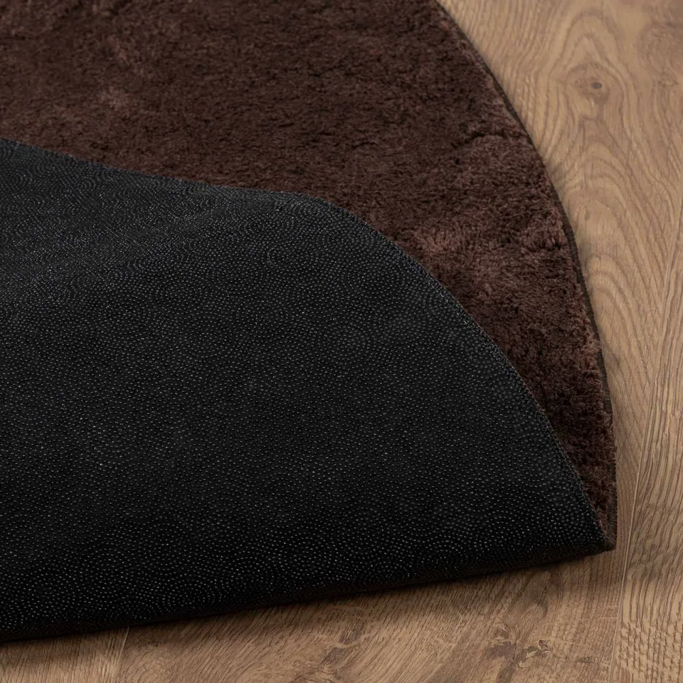 vidaXL Medium pile zachte en wasbare tapijt HUARTE Bruin Ø 100 CM, foto 4