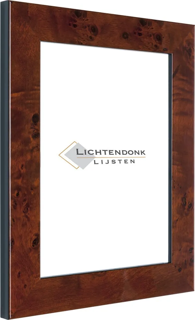 Lichtendonk Fotolijst - Wortelnoot - 3 cm breed profiel - Fotomaat 30,5x91,5 - Ontspiegeld ACRYLITE® - Art.nr. 1059213059153 Bruin