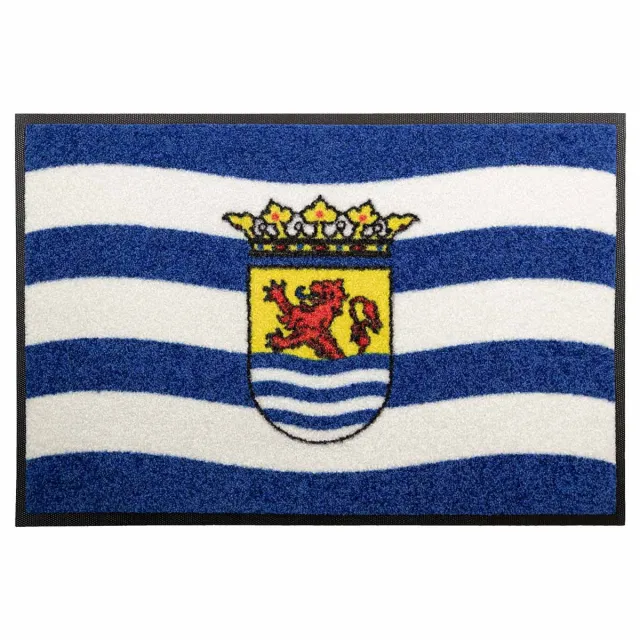 LogoMatz Deurmat Zeeland 40cm x 60cm - Antislip - Geschikt voor wasmachine - Kleurecht - Geen schadelijke weekmakers - Gemaakt in Europa - Zeeuwse vlag Blauw