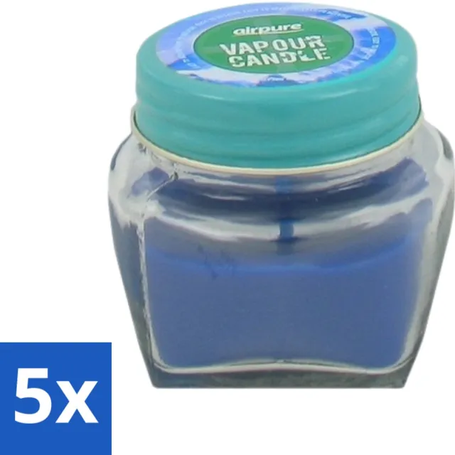 Airpure 5 x Airpure - Kaars Tegen Verkoudheid - Geurkaars - Verlichting bij Verkoudheid - 28,5 g - Voordeelverpakking - 5 stuks blauw