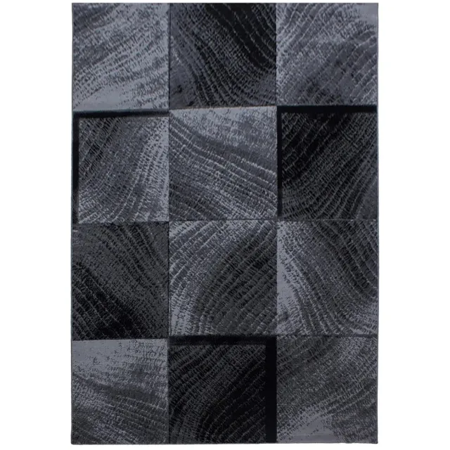 Dutch XXL Retro Vloerkleed | Tapijt | Plus | Blokken | Zwart | 280x370 cm