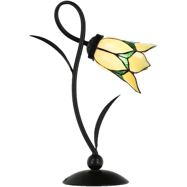 Coloured by Art Tiffany Tafellamp Lovely Flower Yellow Romantic - Art Deco Trade
