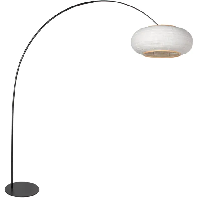 Anne Light & home Vloerlamp - zwart - Curve - elektronica linnen metaal - booglamp - E27 - 4642ZW - Anne Lighting