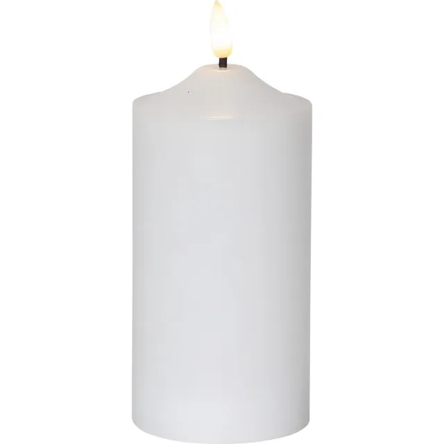 Star Trading kaarsvlam, zuilkaars, decoratie, wit, LED, timer, warm wit, 17 cm