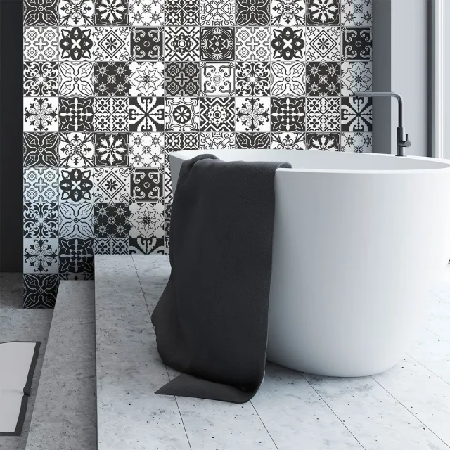 Ambiance Sticker Zelfklevende tegelmuurstickers voor keuken en badkamer - 24 tegelstickers, Azulejos Amaliada - 24 stickers, 15x15cm Multi color